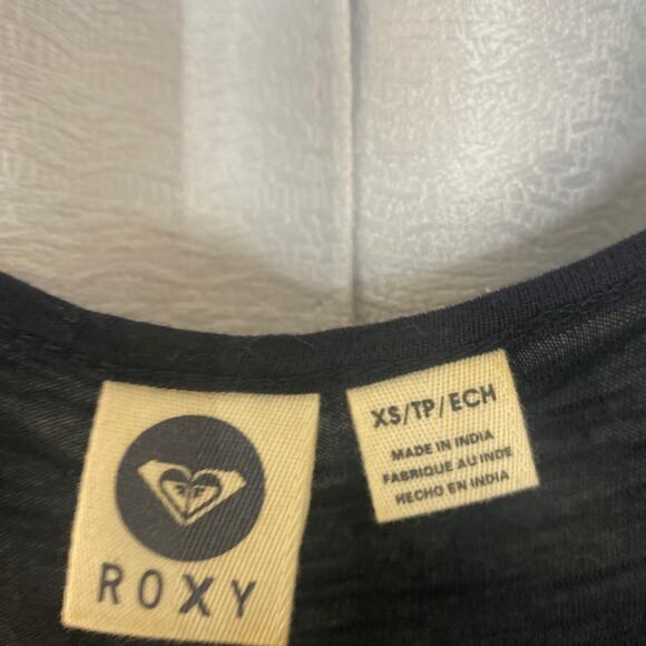 Roxy Black Sleeveless Lace Tank Top metal studs women sz XS - Picture 3 of 7